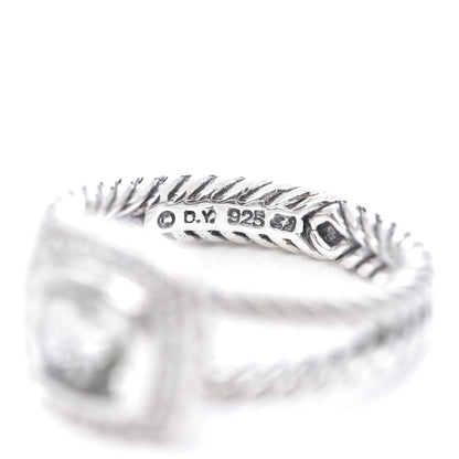 David Yurman Sterling Silver Diamond Prasiolite 7mm Petite Albion Ring 54 7 4 of 4