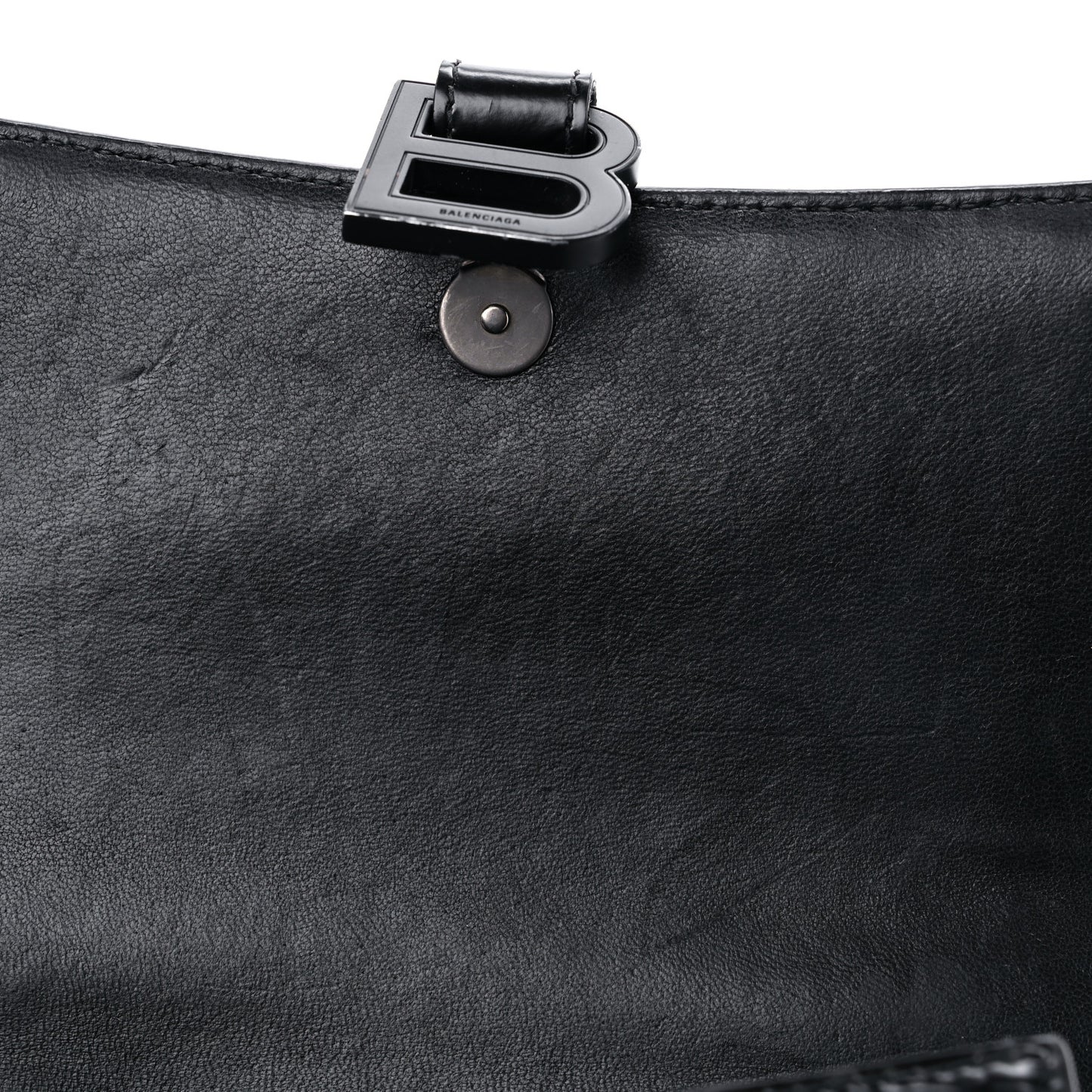 Shiny Calfskin Monochrome Crocodile Embossed Small Hourglass Top Handle Bag Black