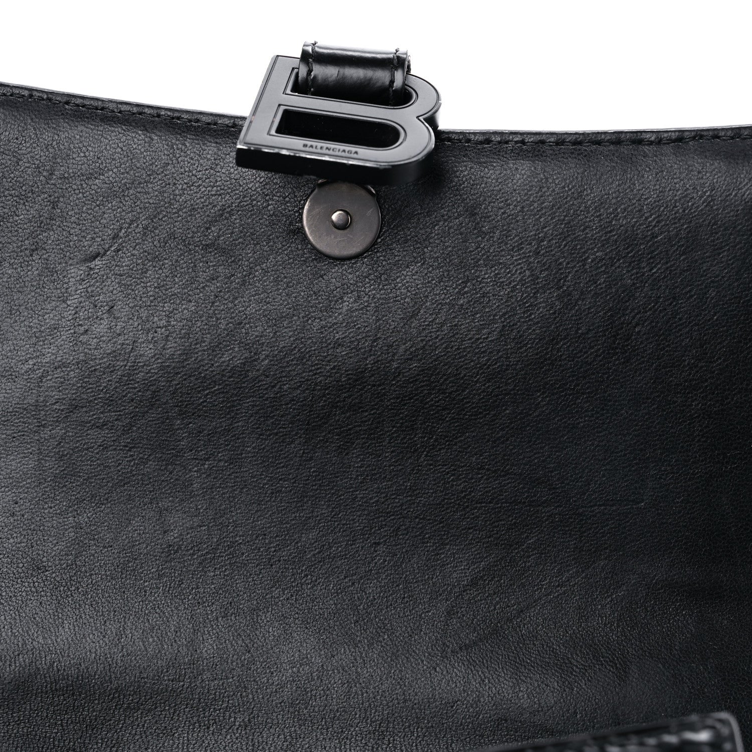 Balenciaga Shiny Calfskin Monochrome Crocodile Embossed Small Hourglass Top Handle Bag Black 10 of 15