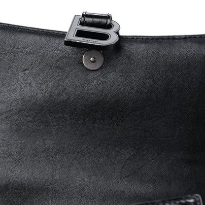 Balenciaga Shiny Calfskin Monochrome Crocodile Embossed Small Hourglass Top Handle Bag Black 10 of 15