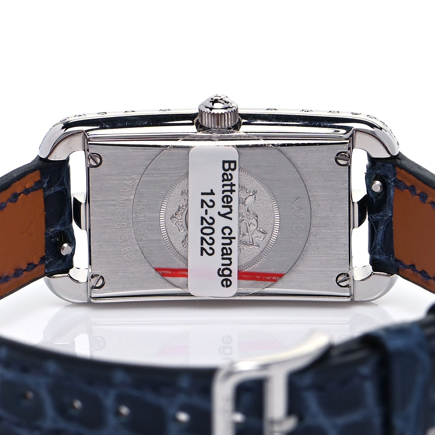 Stainless Steel Alligator Diamond Mother of Pearl 20mm Nantucket Quartz Watch Bleu Saphir