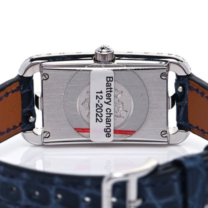 Hermes Stainless Steel Alligator Diamond Mother of Pearl 20mm Nantucket Quartz Watch Bleu Saphir 4 of 7