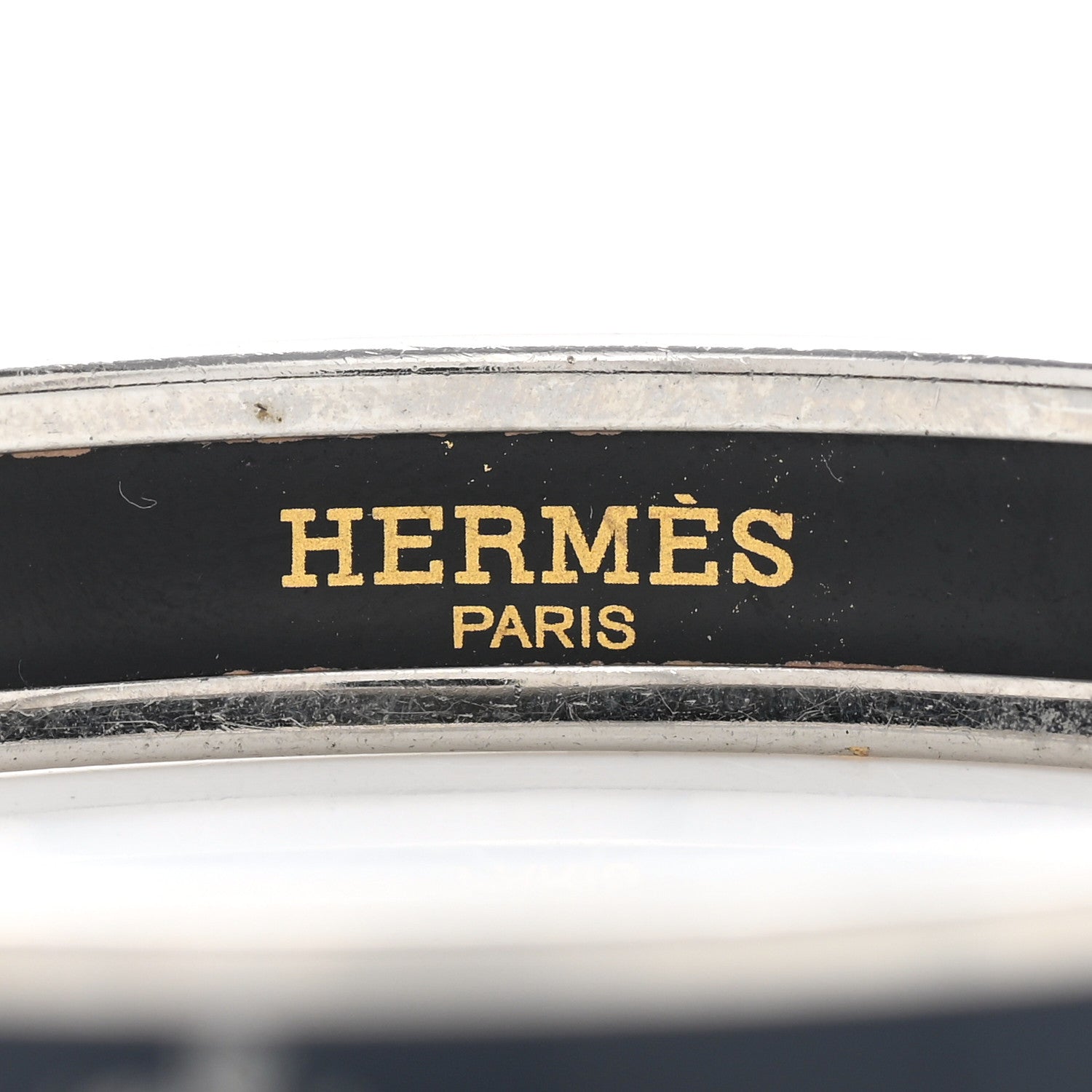 Hermes Enamel Printed Narrow Caleche Bracelet 62 Black 4 of 5