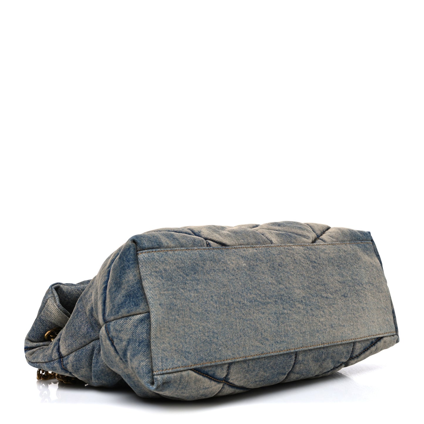 Denim Quilted Medium Loulou Puffer Monogram Chain Satchel Blue Cinnamon