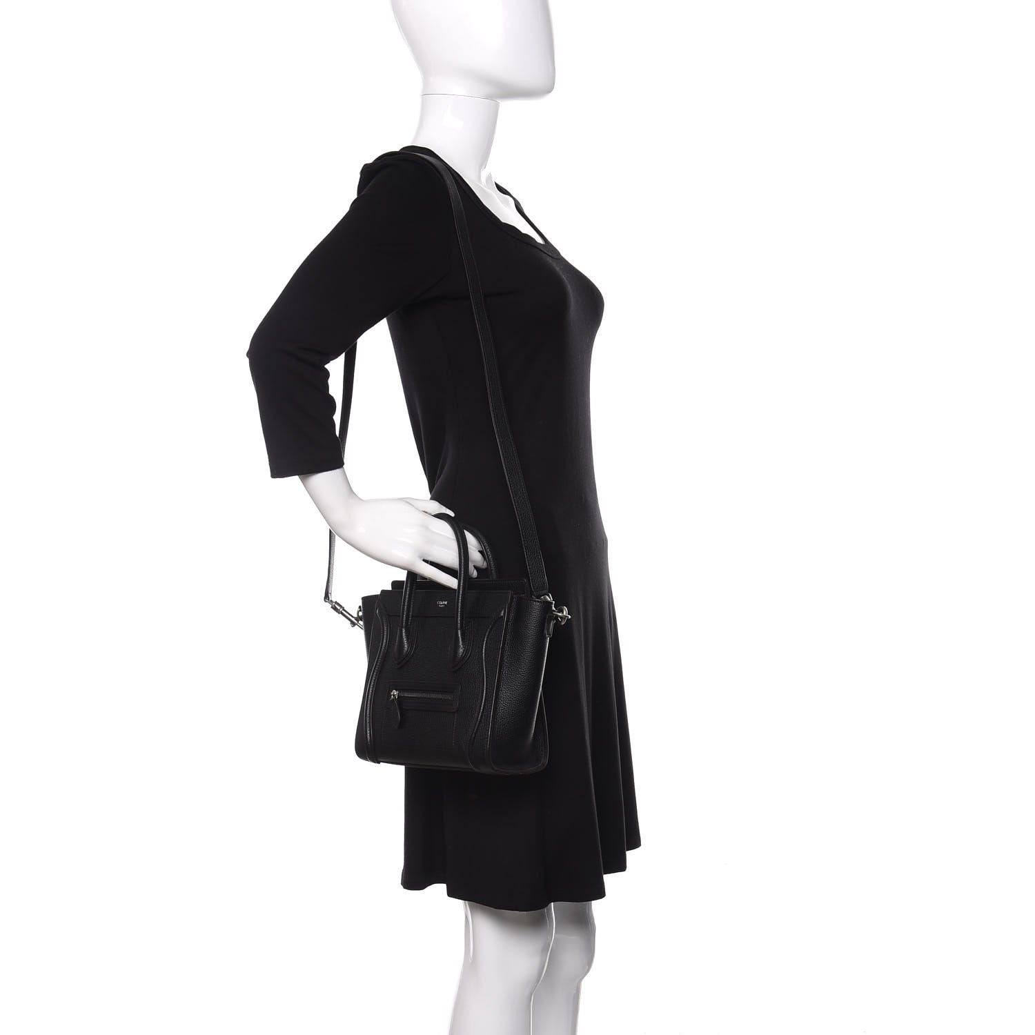 Celine Drummed Calfskin Nano Luggage Black 2 of 12