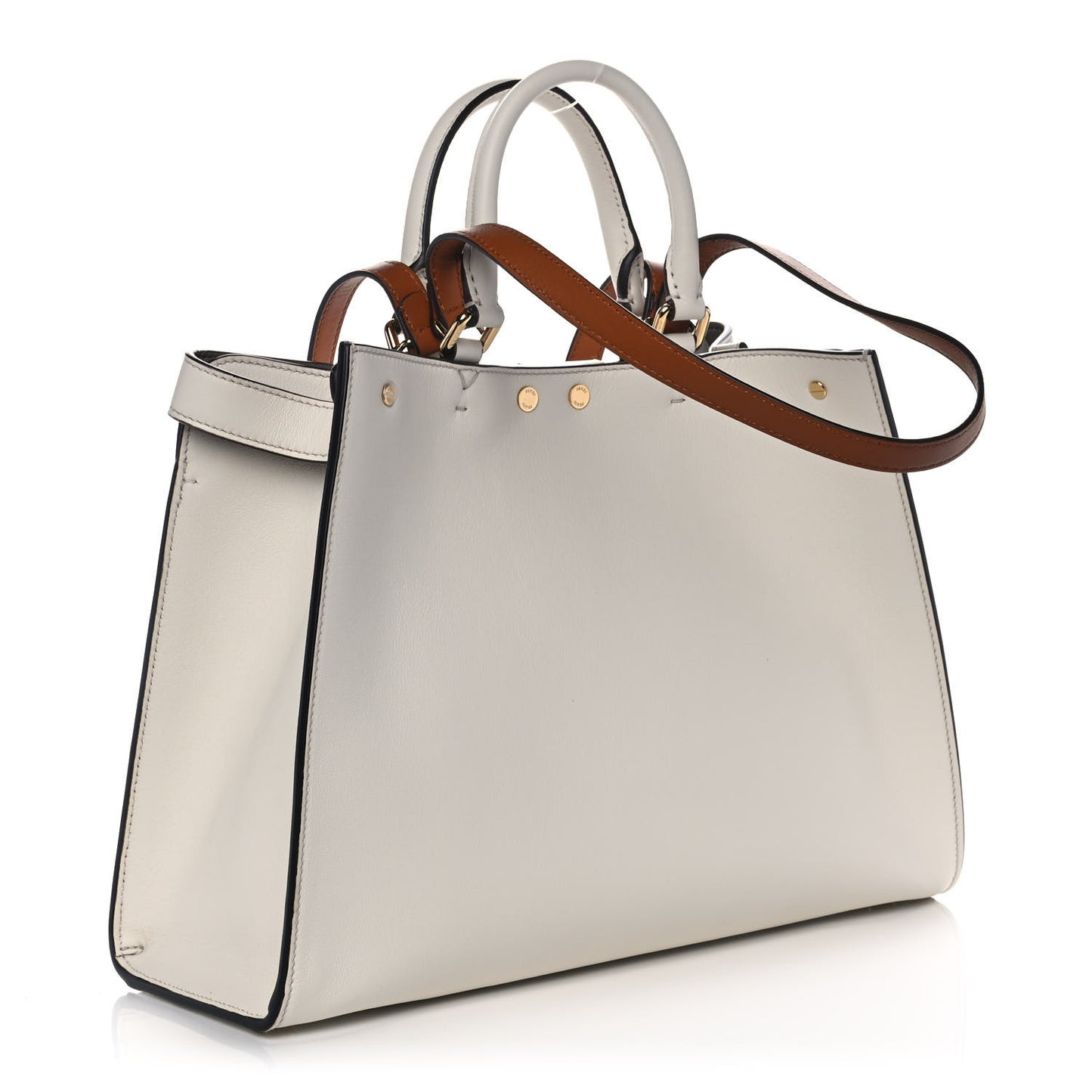 Vitello Seta Century Small Peekaboo X-Tote White Brandy
