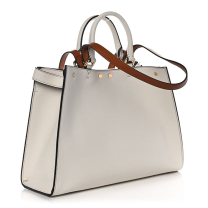 Fendi Vitello Seta Century Small Peekaboo X-Tote White Brandy 3 of 11