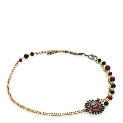Chanel Gripoix Poured Glass Crystal CC Chain Belt Black Red Gold 1 of 3