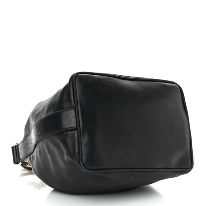Chanel Lambskin CC Stitched Drawstring Bucket Bag Black 5 of 13