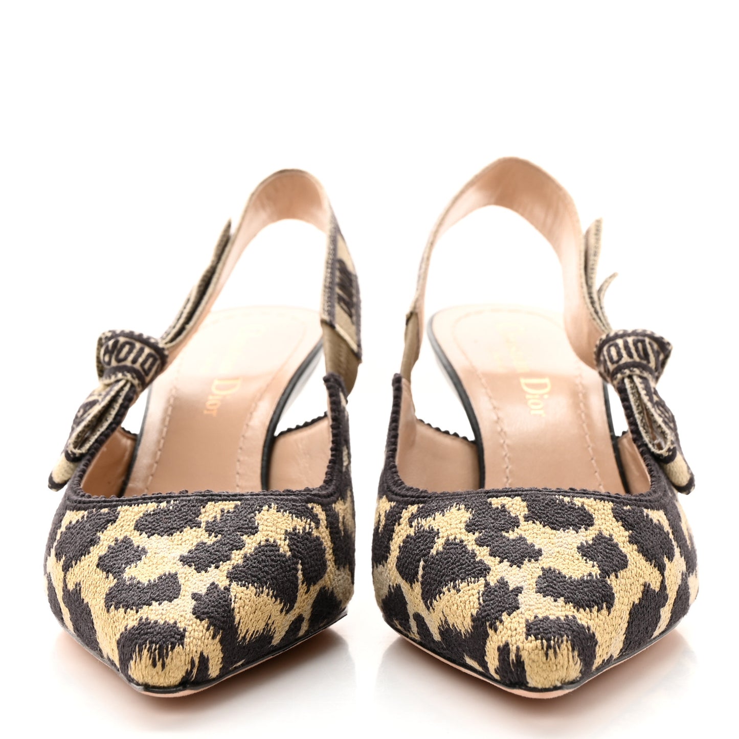 Mizza Cotton Ribbon Embroidered J'Adior Slingback 65mm Pumps 37 Beige