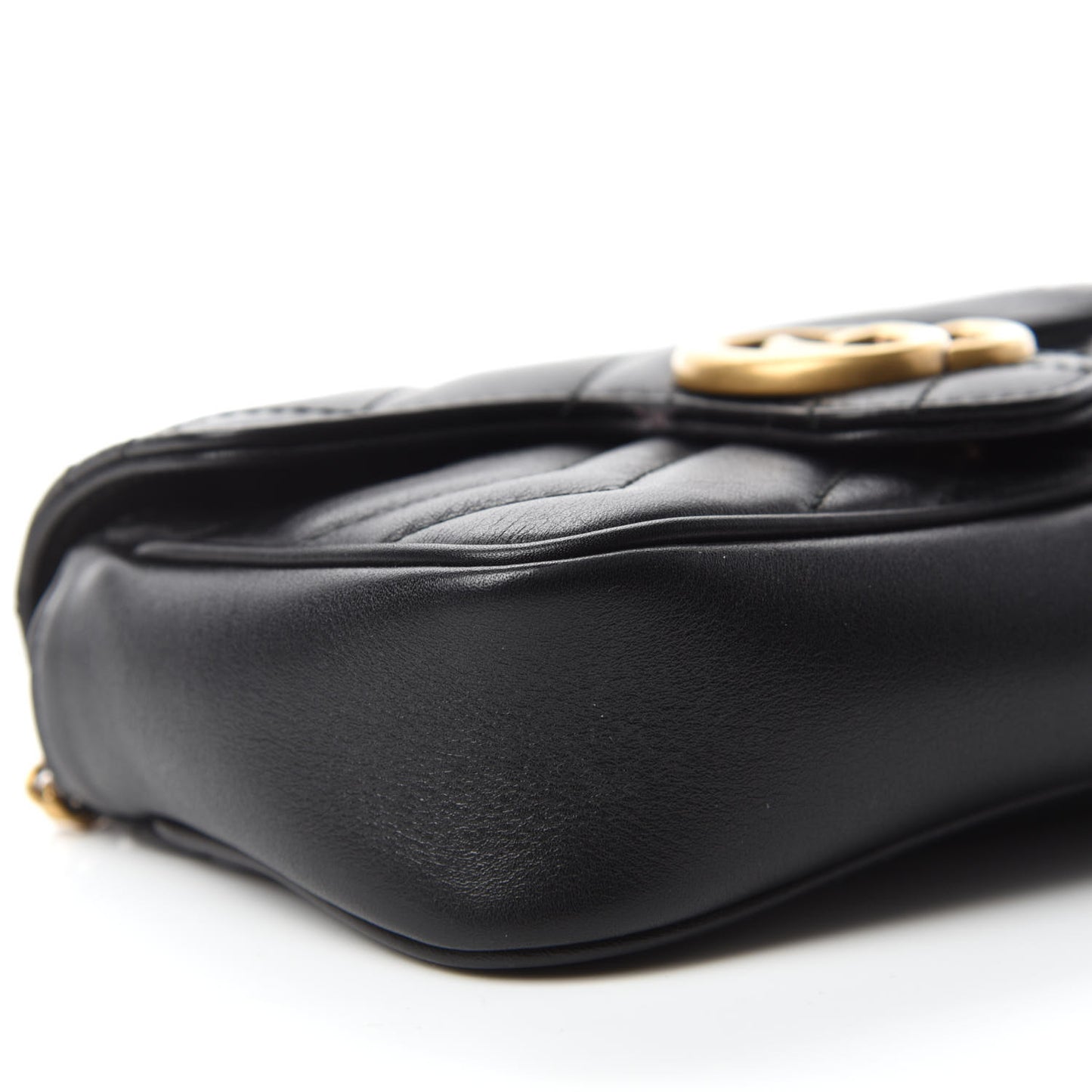 Calfskin Matelasse Super Mini GG Marmont Shoulder Bag Black