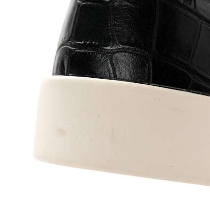 Chanel Calfskin Crocodile Embossed Cocodile High Top Sneakers 38 Black 9 of 11