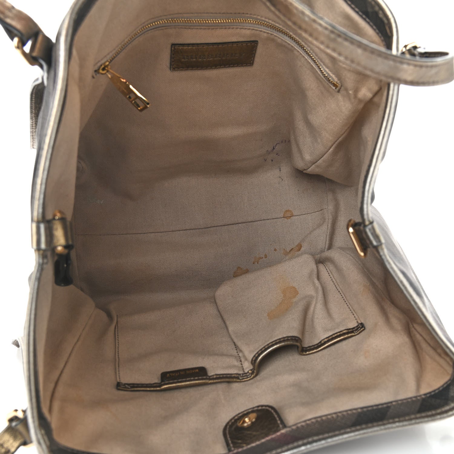 Burberry Metallic Nova Check Small Canterbury Tote Gold 7 of 18