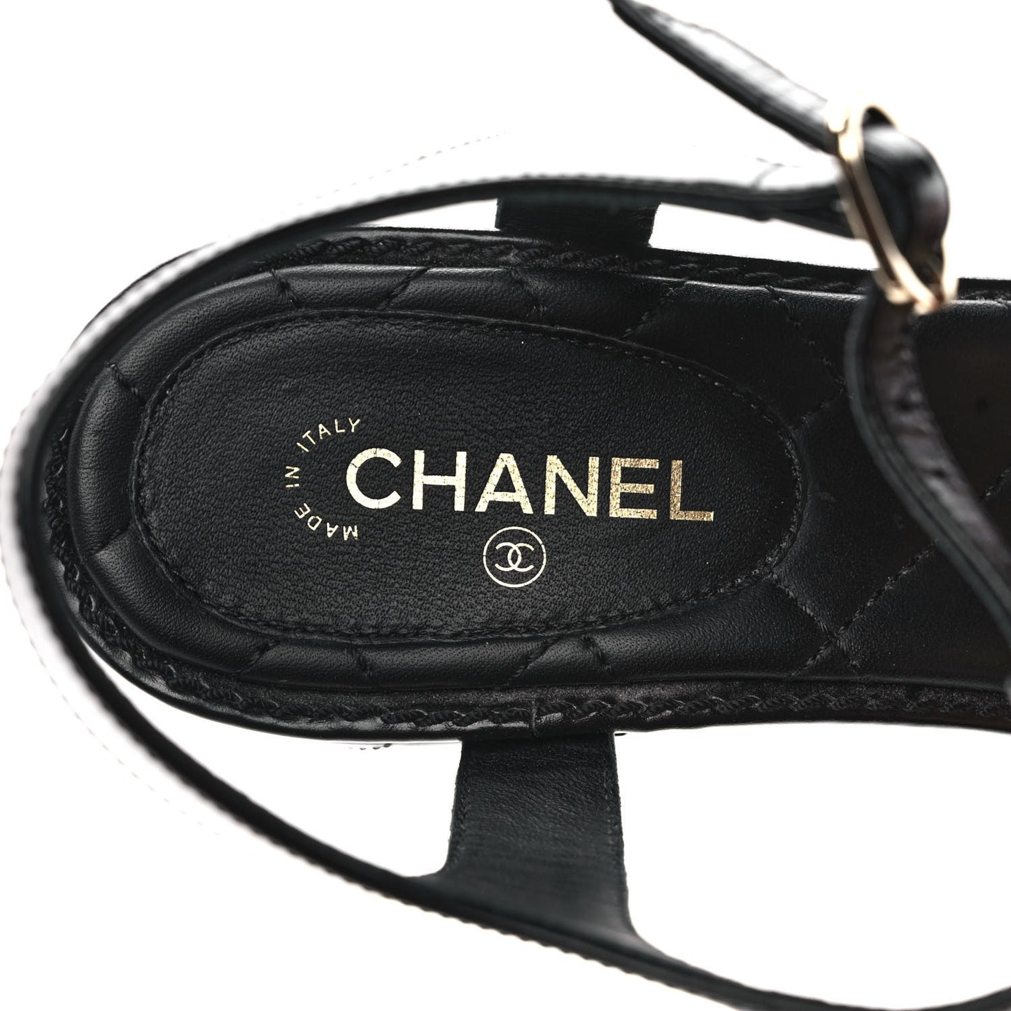 Calfskin Medallion CC Thong Sandals 38.5 Black