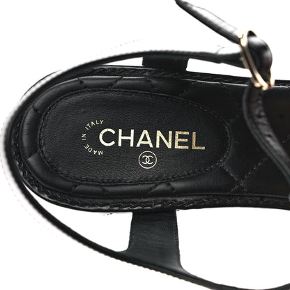 Chanel Calfskin Medallion CC Thong Sandals 38.5 Black 7 of 12
