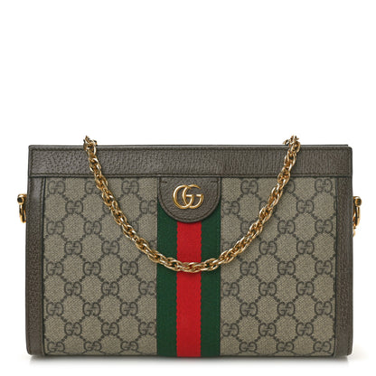 Gucci GG Supreme Monogram Web Small Ophidia Chain Shoulder Bag Brown 1 of 10