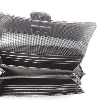 Chanel Metallic Calfskin Quilted Pixel Effect Large Flap Wallet Silver 4 of 6