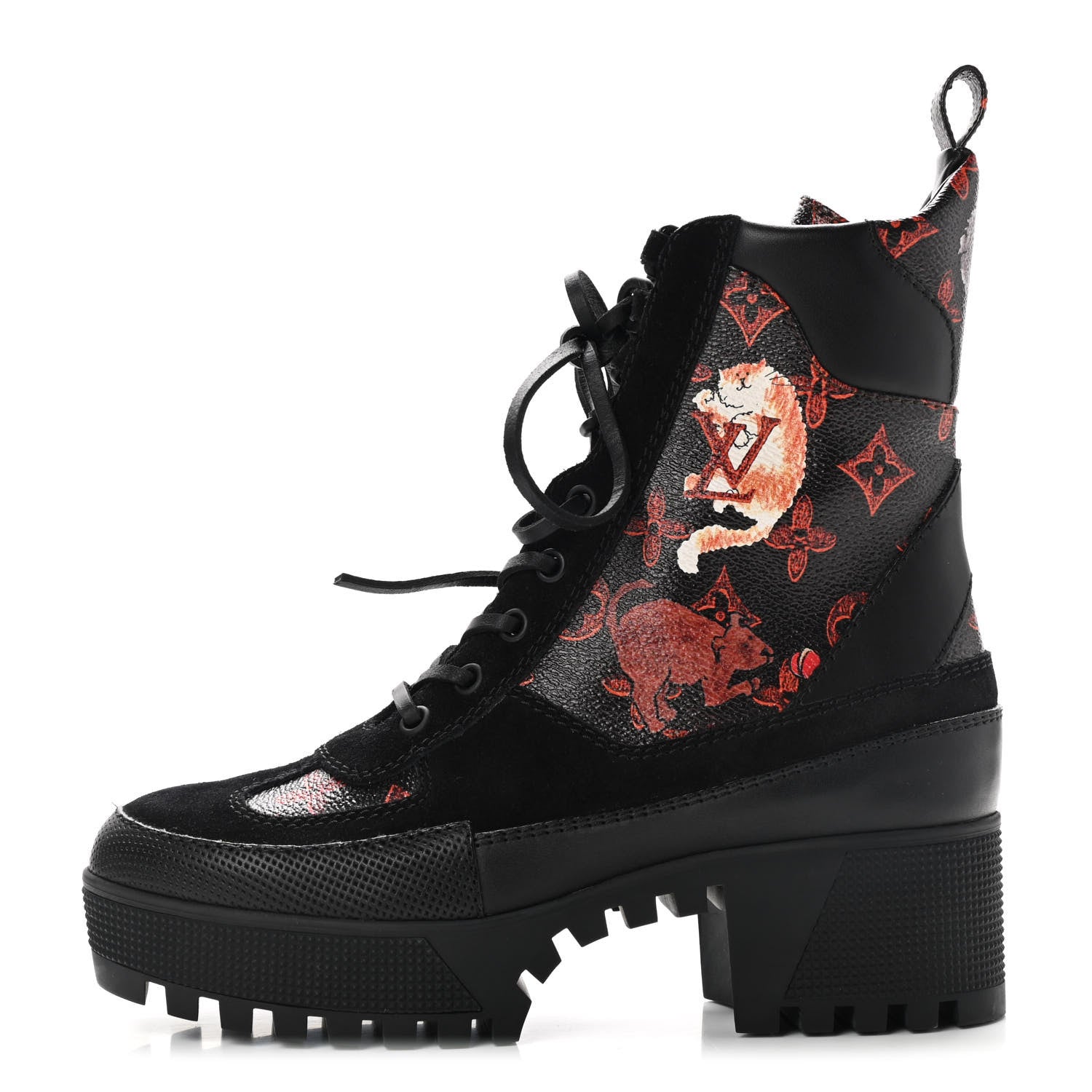 Louis Vuitton Suede Calfskin Catogram Laureate Platform Desert Boots 37 Black Marron 1 of 8
