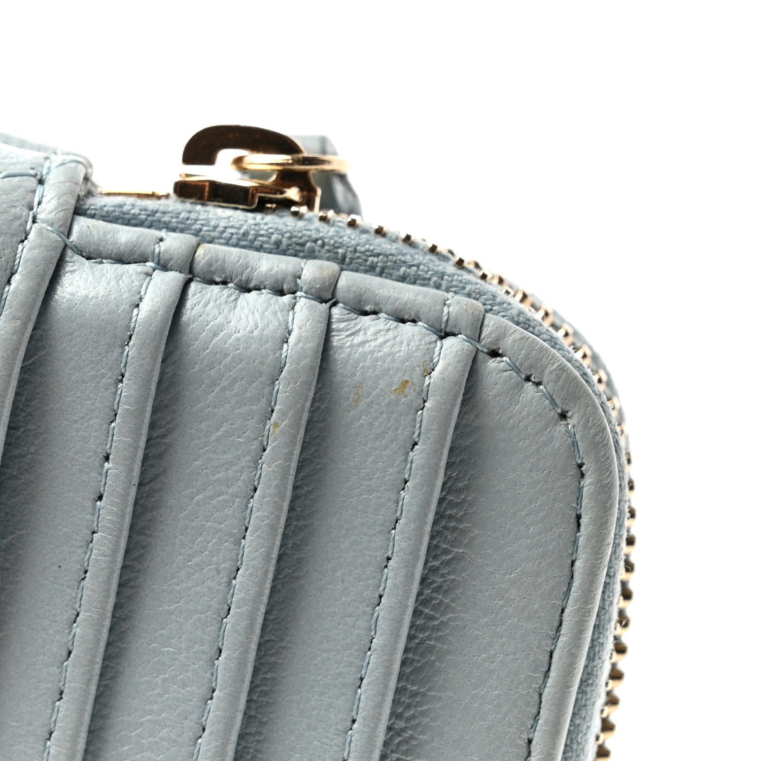 Chanel Lambskin Quilted Chanel 19 Zip Card Holder Wallet Light Blue 11 of 11