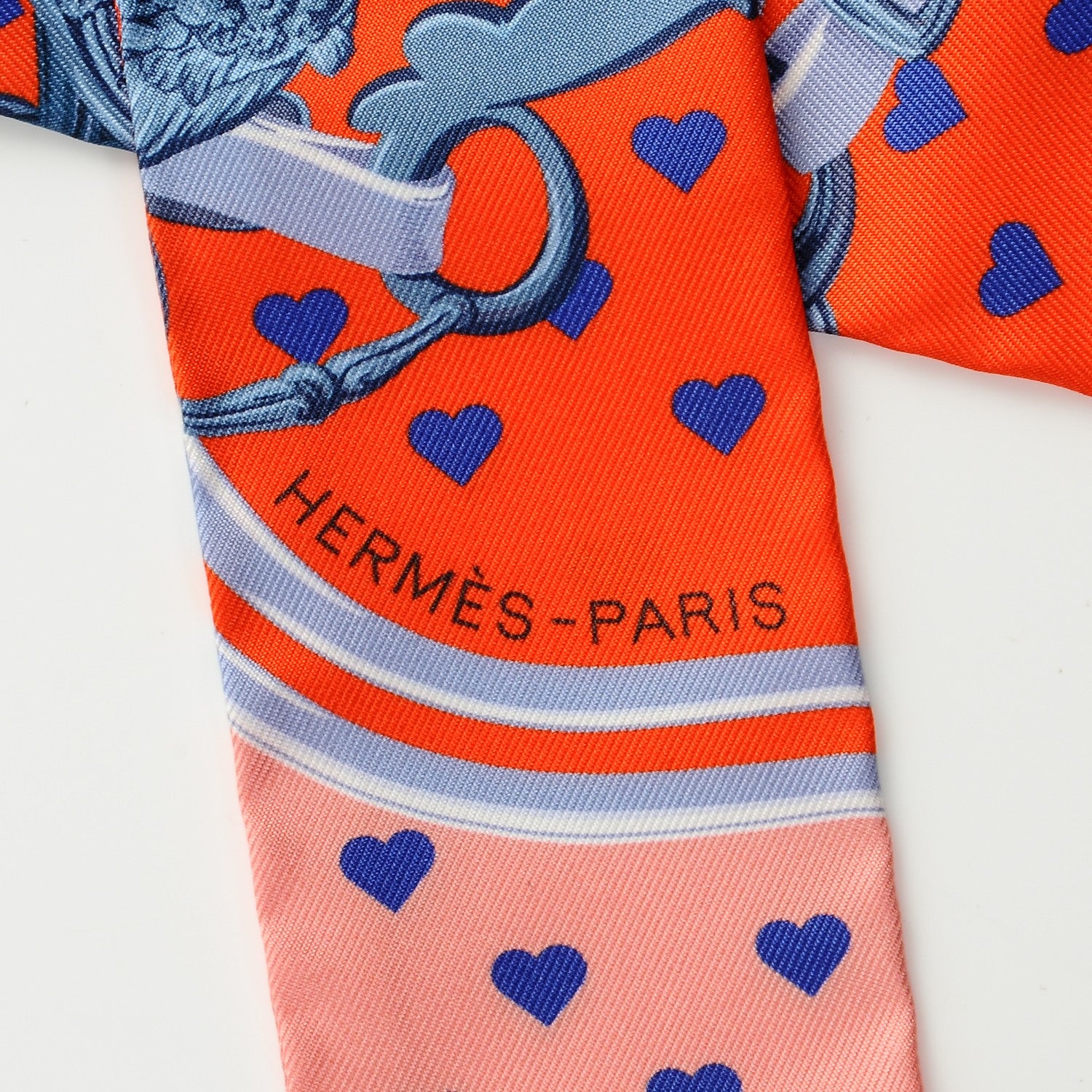 Hermes Silk Brides de Gala Love Twilly Orange Gris Bleuete Saumon 3 of 4