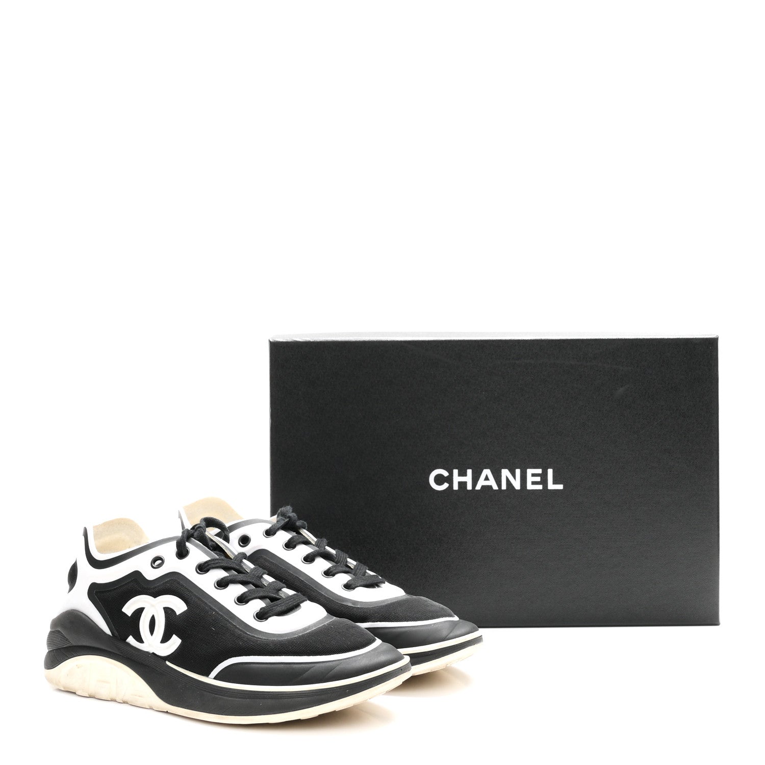 Chanel Lycra CC Sneakers 38.5 Black White 9 of 9