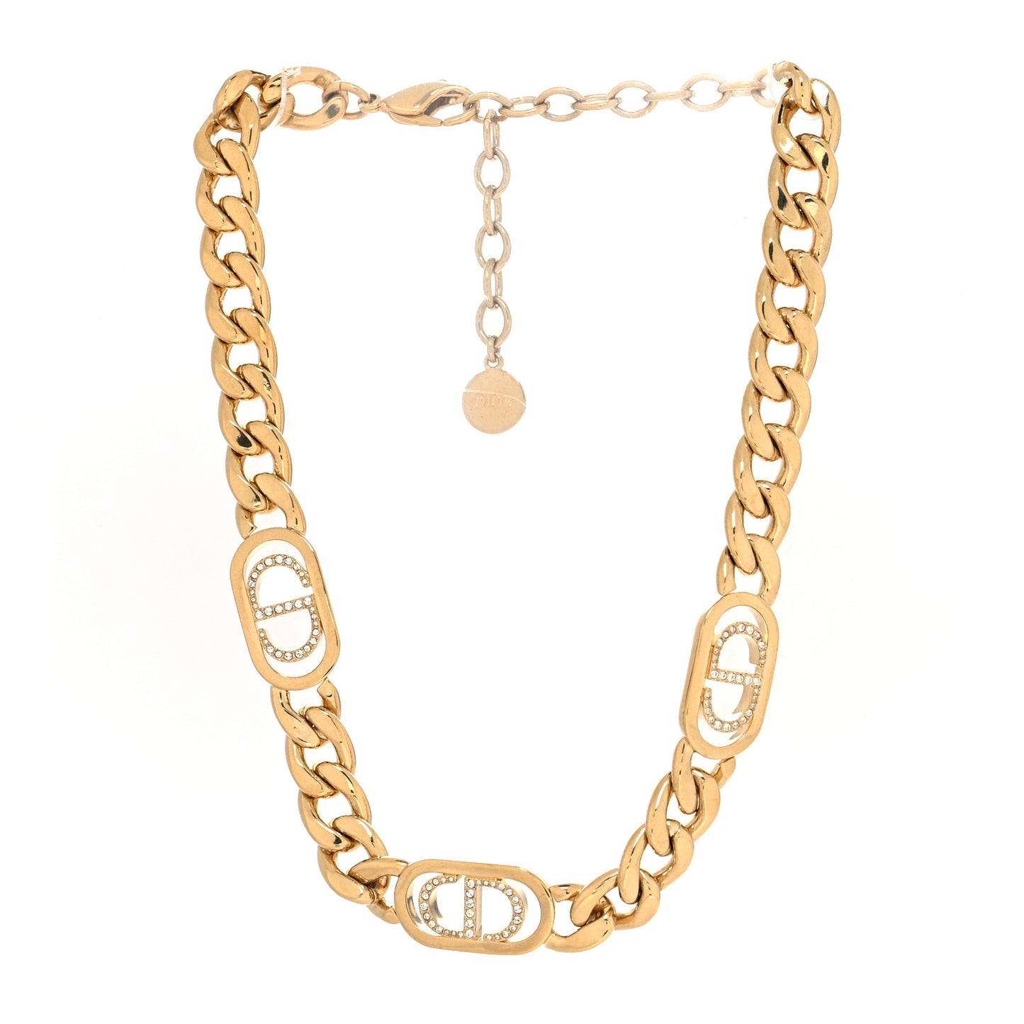 Metal Crystal 30 Montaigne Necklace Gold
