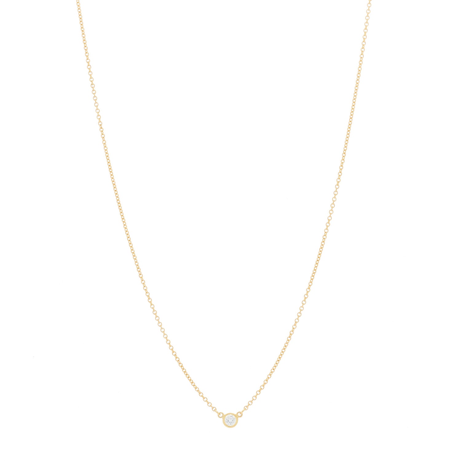 Tiffany 18K Yellow Gold Diamond .08ct Elsa Peretti Diamonds by the Yard Pendant Necklace 1 of 5