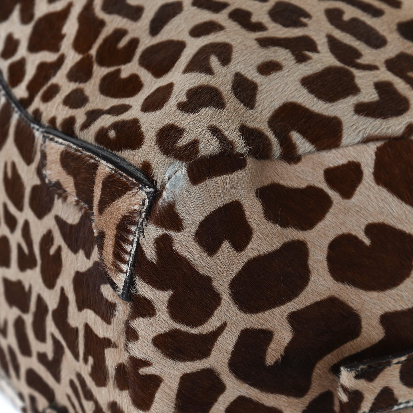 Calf Hair Giraffe Print Tote Sabbia Moro