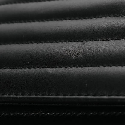 Saint Laurent Smooth Calfskin Matelasse Chevron Large Monogram Satchel Black 22 of 23