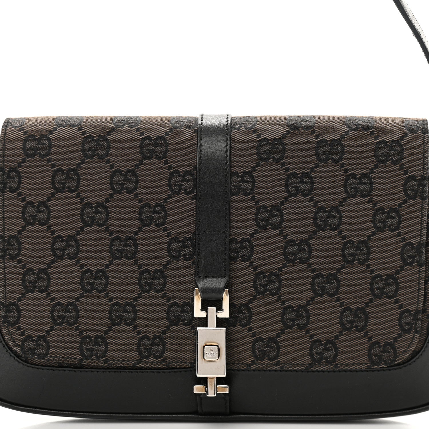 Gucci Monogram Small Jackie O Flap Hobo Black 8 of 14