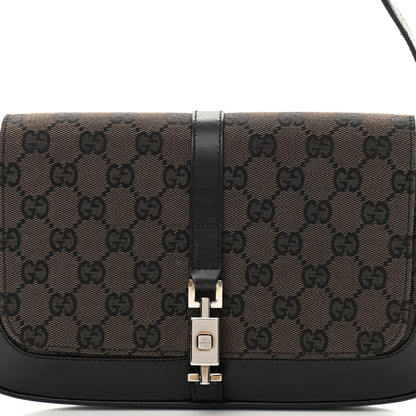 Gucci Monogram Small Jackie O Flap Hobo Black 8 of 14
