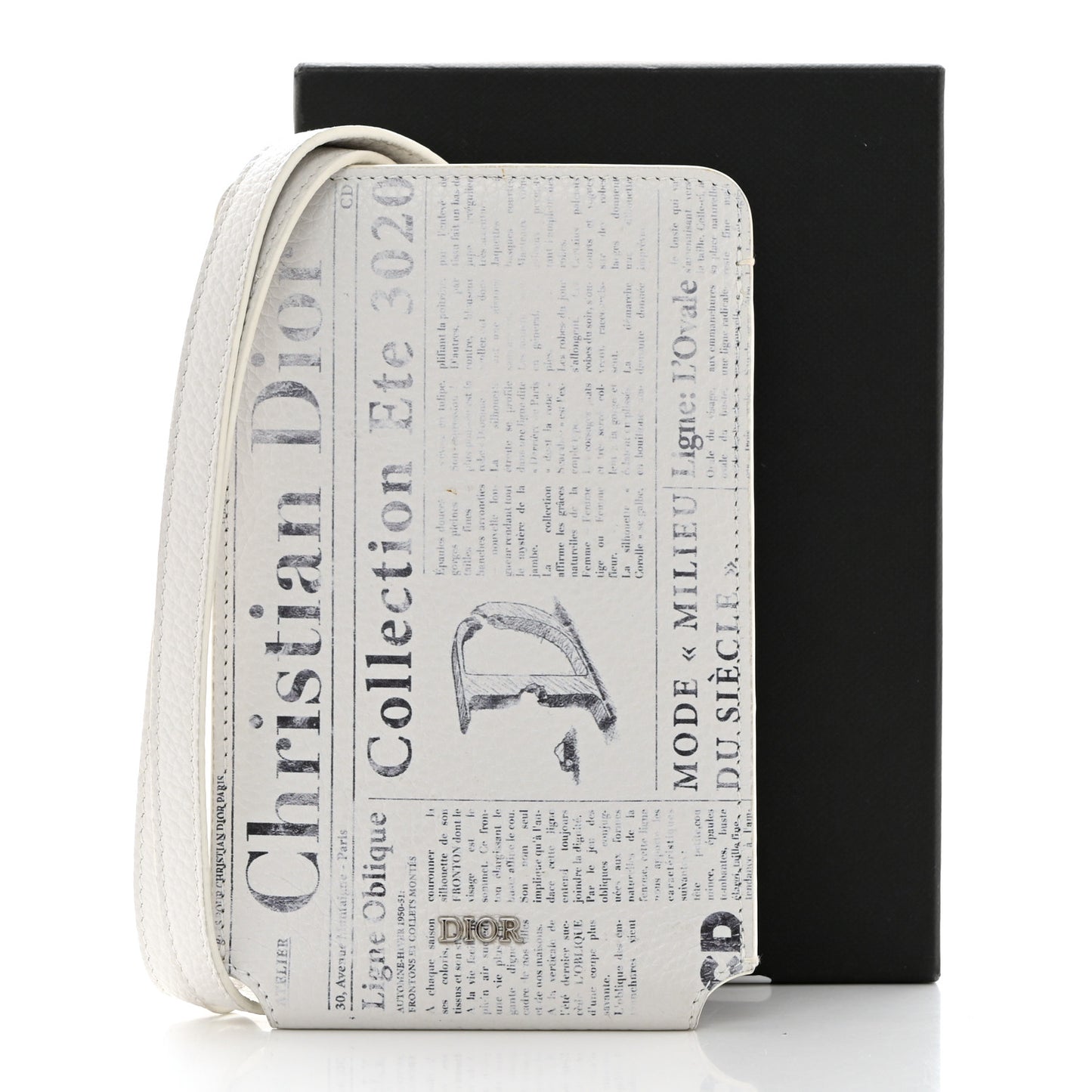 X DANIEL ARSHAM Grained Calfskin Newspaper Phone Holder White