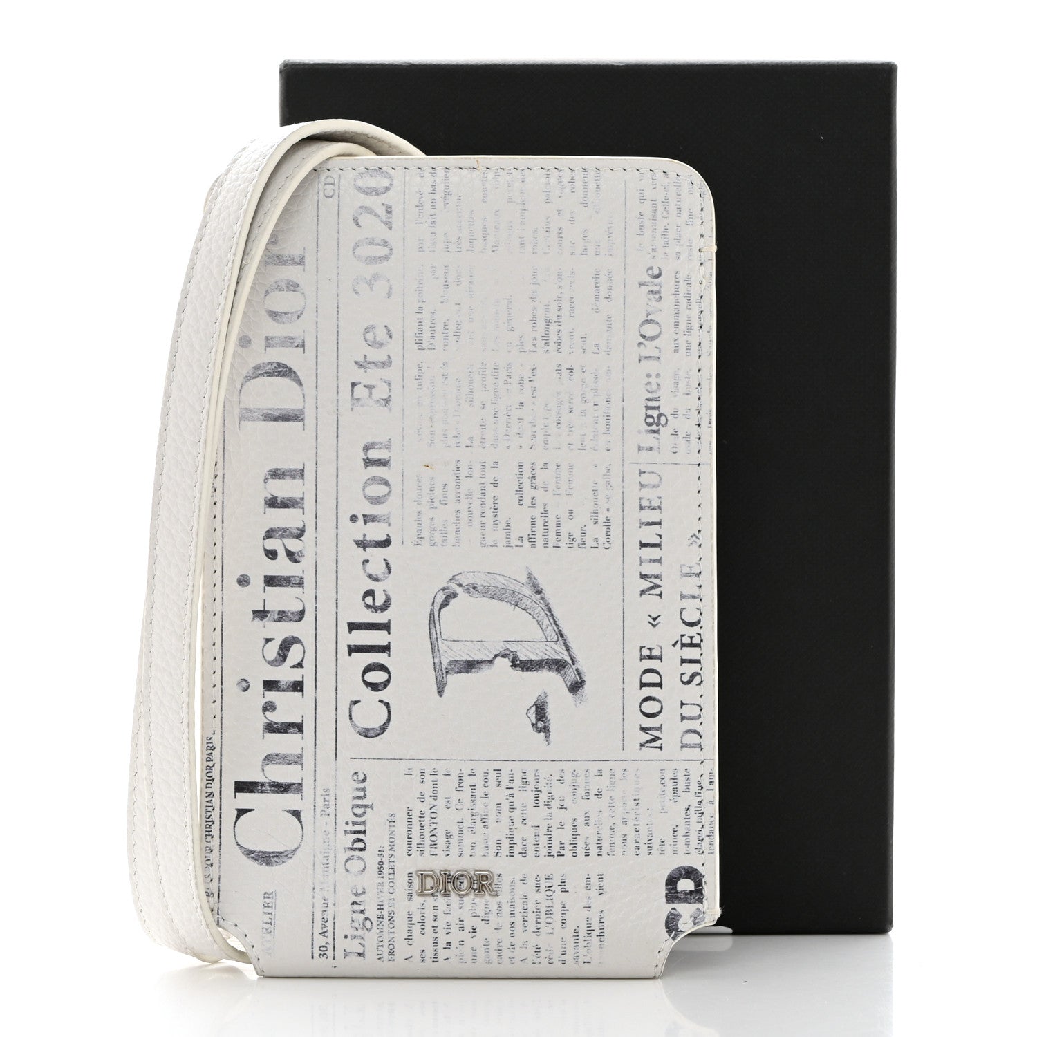 Christian Dior X DANIEL ARSHAM Grained Calfskin Newspaper Phone Holder White 10 of 10