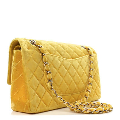 Chanel Velvet Quilted Medium Double Flap Yellow 3 of 10