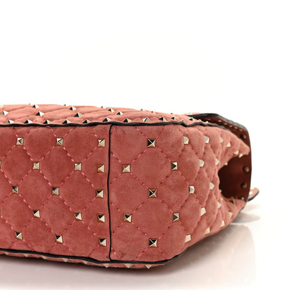 Valentino Garavani Suede Medium Rockstud Spike Shoulder Bag Antico Rosa 7 of 8