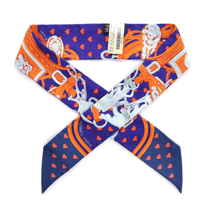 Hermes Silk Brides de Gala Love Twilly Ultraviolet Orange Marine 1 of 5