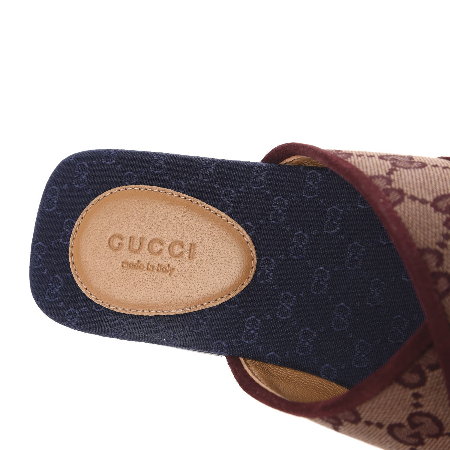 Gucci Canvas GG Monogram Womens Criss Cross Slide Sandals 36.5 Sahara Rubino Chardonnay 7 of 10