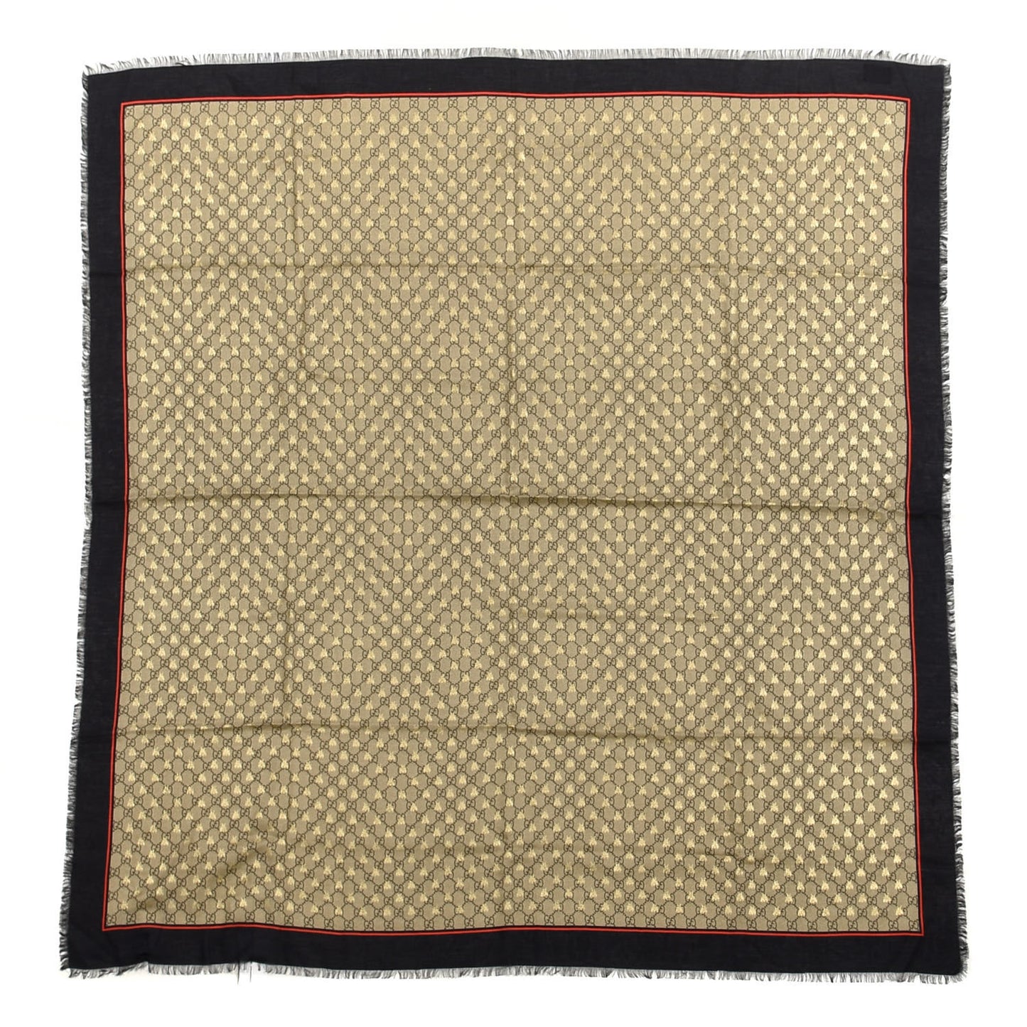 Modal Silk GG Monogram Big Bee GG Shawl Black Red