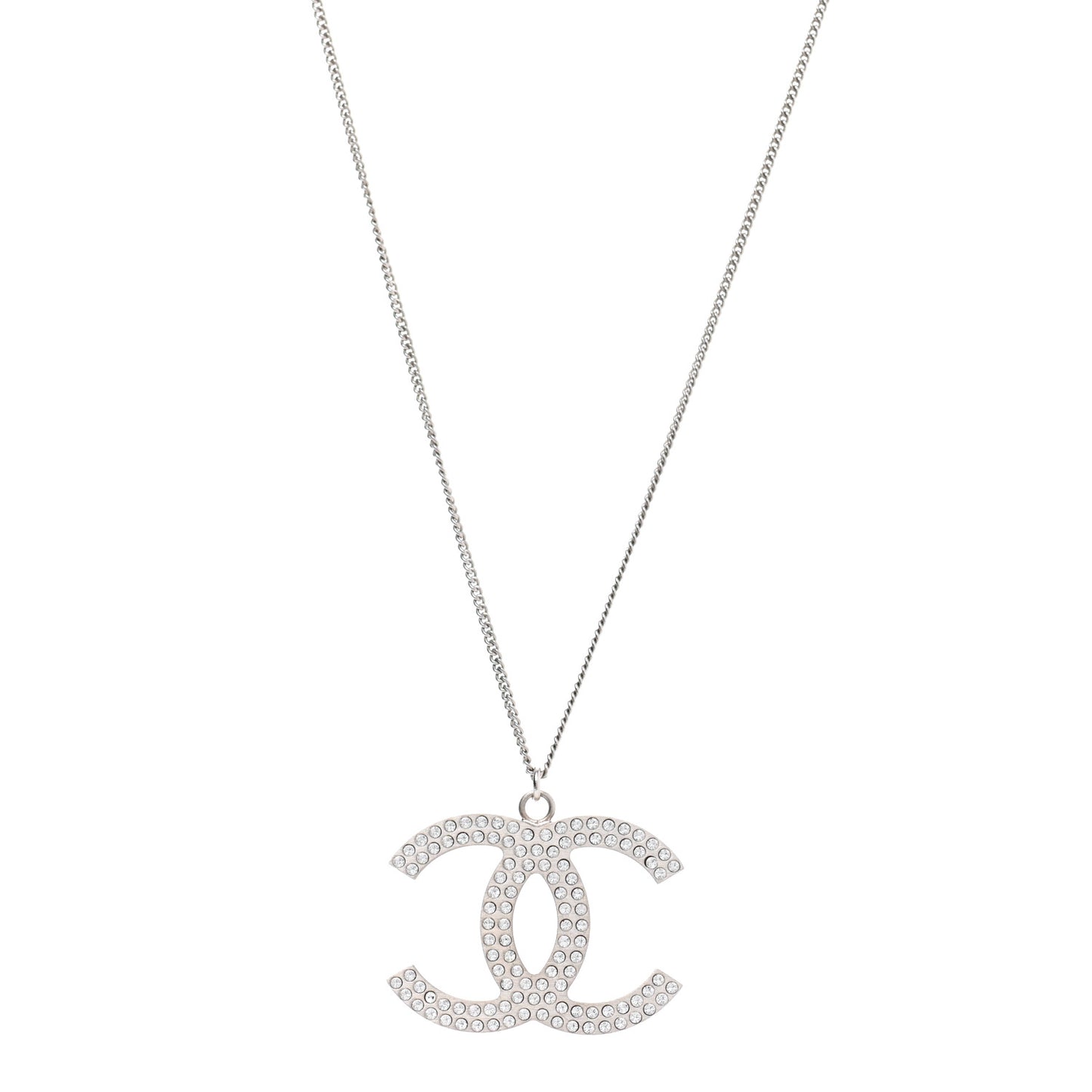 Crystal Large CC Necklace Silver
