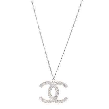 Chanel Crystal Large CC Necklace Silver 1 of 7