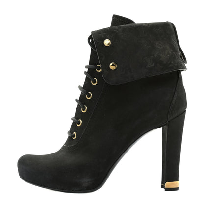 Louis Vuitton Suede Lace Up Ankle Boots 39 Black 1 of 14