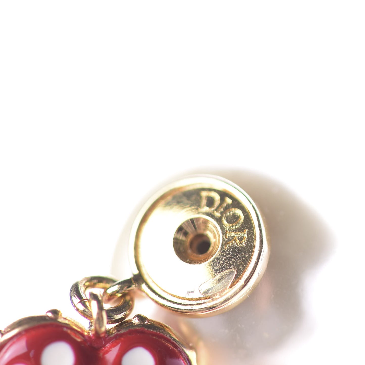 Pearl Heart Dioramour Tribal Earrings Gold Red