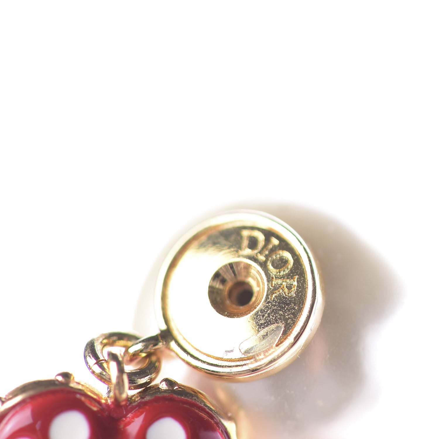 Christian Dior Pearl Heart Dioramour Tribal Earrings Gold Red 4 of 4