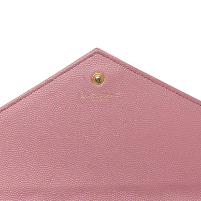 Saint Laurent Grain De Poudre Matelasse Chevron Monogram Chain Wallet Tender Pink 6 of 11