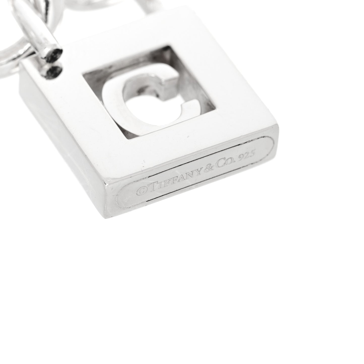 Sterling Silver Initial C Lock Charm Bracelet