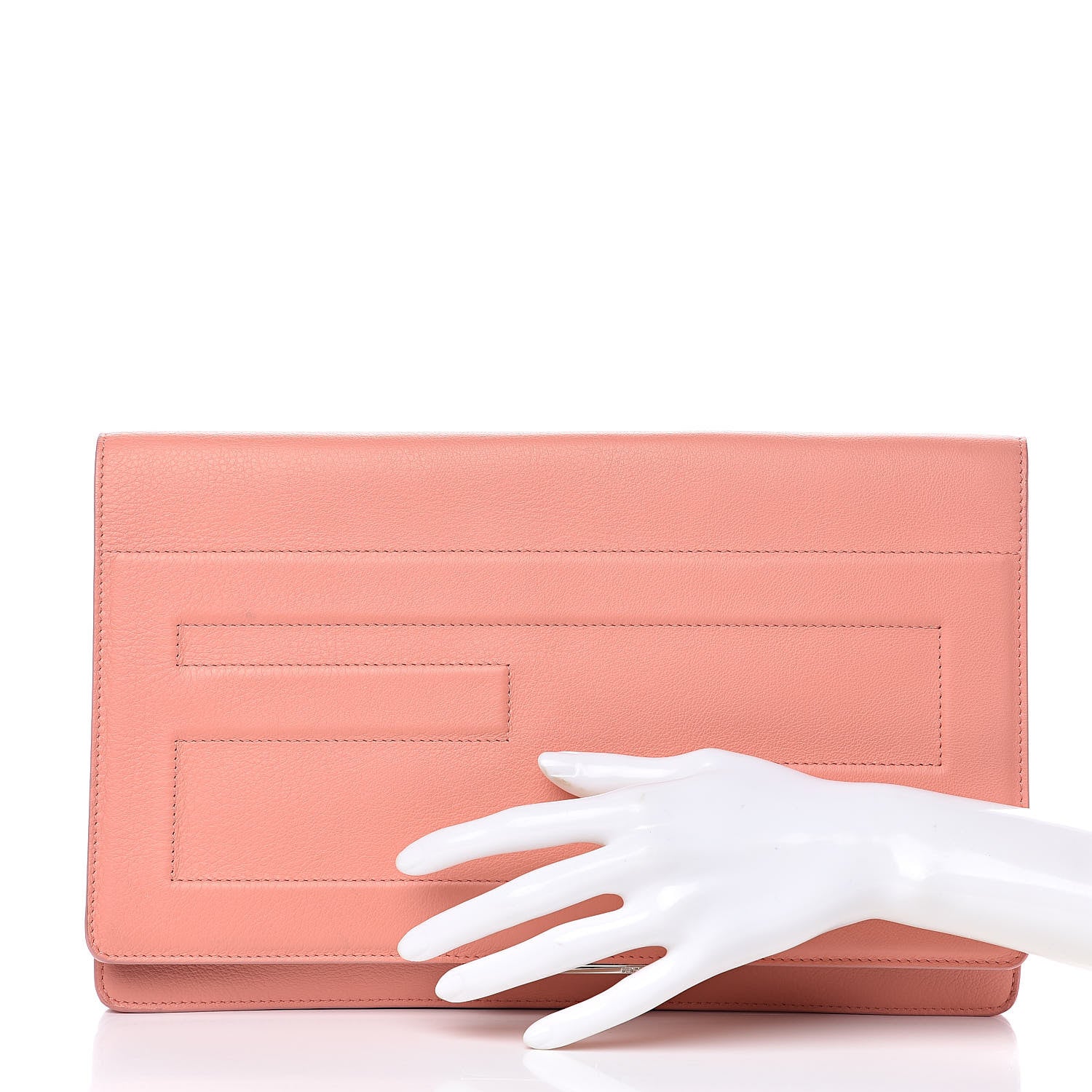 Fendi Vitello Flamingo Tube Macro Clutch Pesca 2 of 14