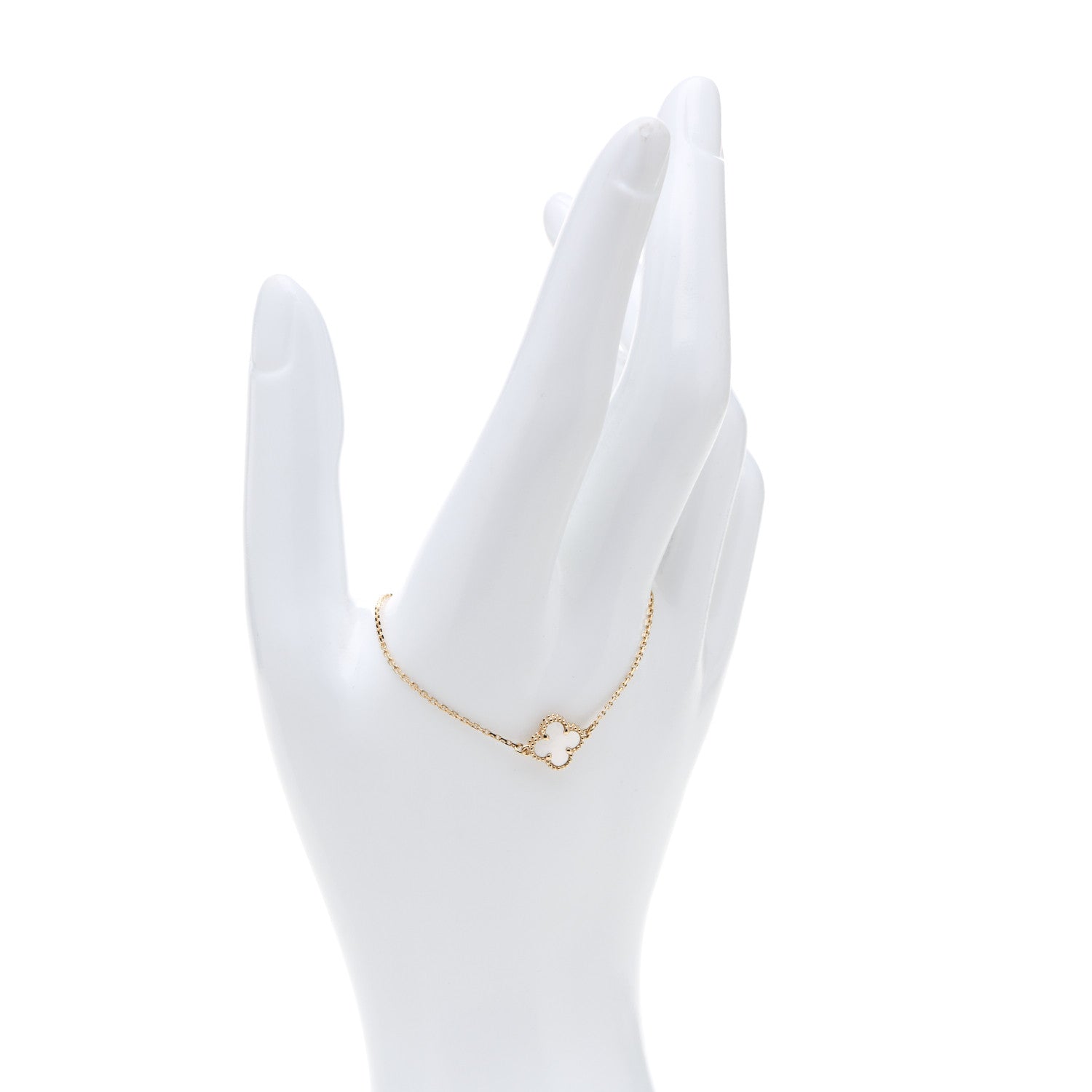 Van Cleef & Arpels 18K Yellow Gold Mother of Pearl Sweet Alhambra Bracelet 2 of 6