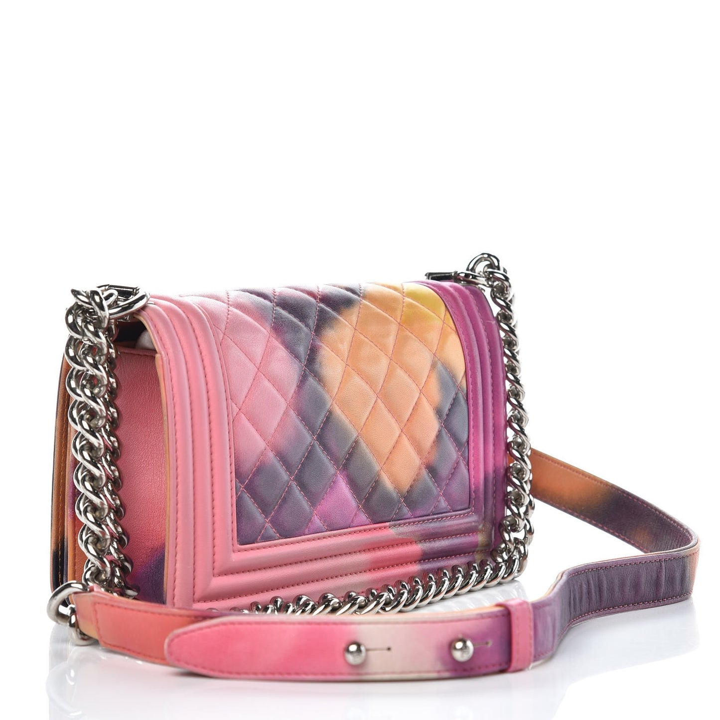 Lambskin Quilted Small Flower Power Boy Flap Multicolor