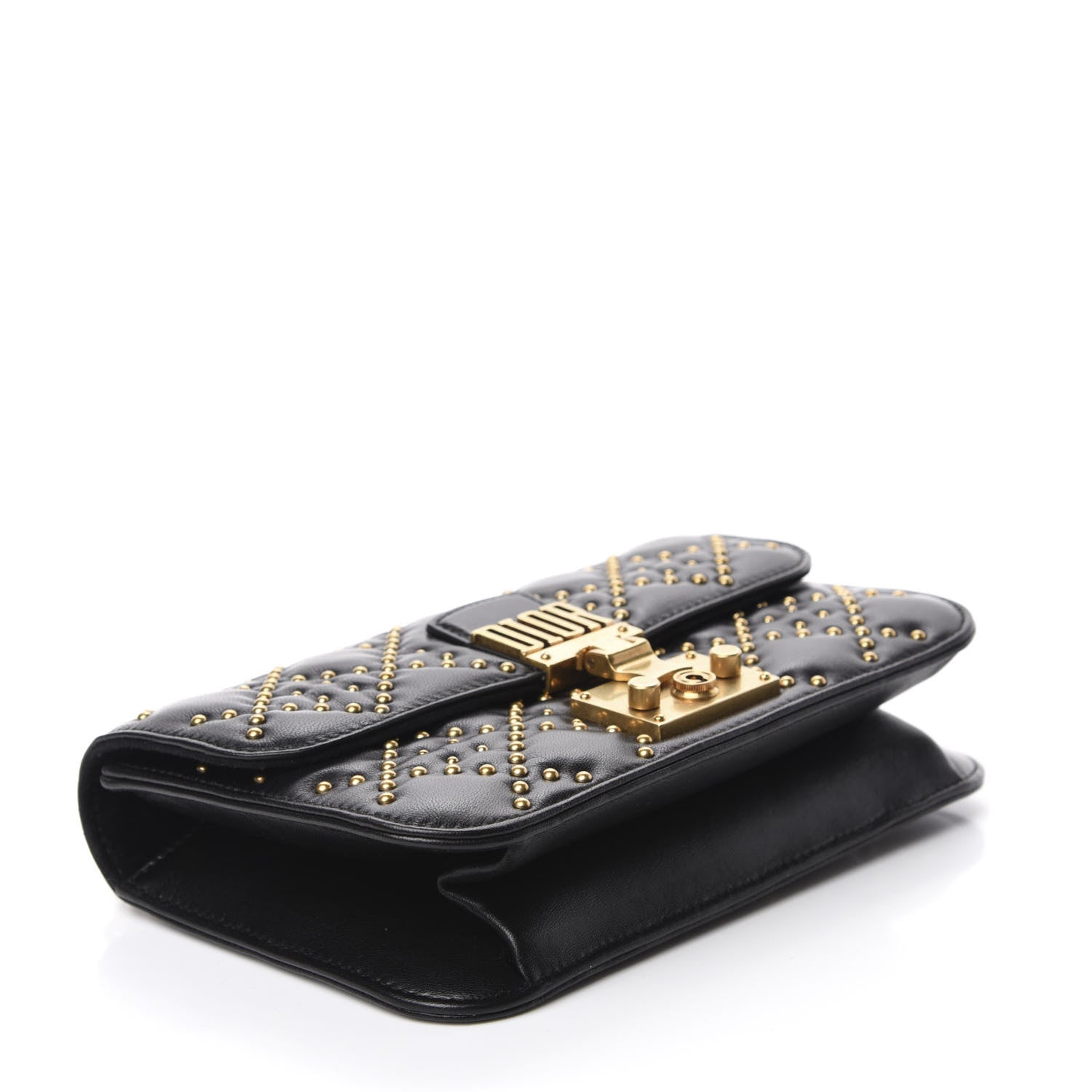 Christian Dior Lambskin Cannage Studded Small Dioraddict Flap Bag Black 4 of 10