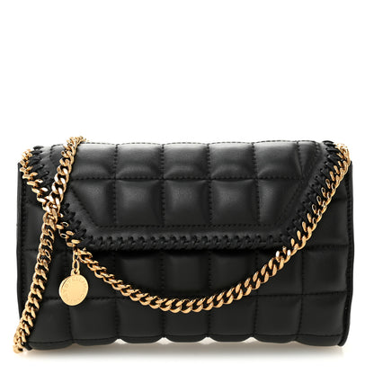 Stella McCartney Vegan Leather Quilted Falabella Clutch with Chain Bag Black 1 of 11